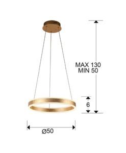 Colgante LED oro HELIA Ø50 medidas