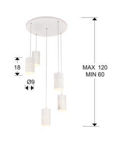 Lámpara 5 luces LED blanco VIKA medidas