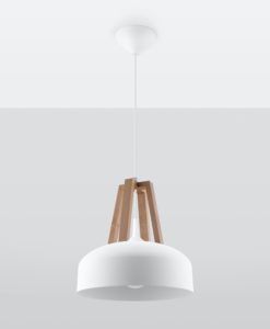 Lámpara blanca y madera CASCO