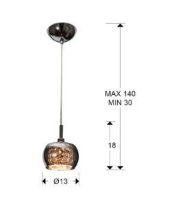 Lámpara colgante 1 luz ARIÁN medidas