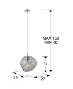 Lámpara colgante 1 luz dimable PETRA medidas