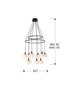 Lámpara colgante 9 luces GLOBAL dimable medidas