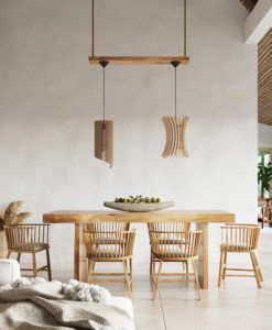 Lámpara de madera natural ALEXIA y ORIANA ambiente