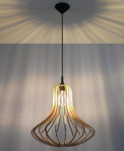 Lámpara de salón en madera natural ELZA detalles 2