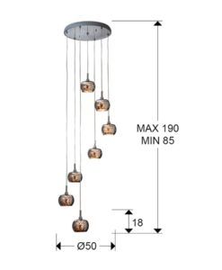 Lámpara de techo 7 luces ARIÁN dimable medidas