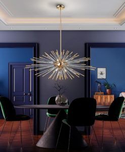 Lámpara esferoidal 9 luces oro EVASIÓN dimable ambiente