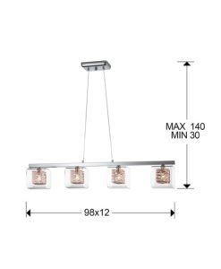 Lámpara lineal 4 luces LIOS medidas
