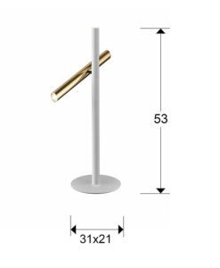 Lámpara mesa 2 luces LED blanco y oro VARAS medidas