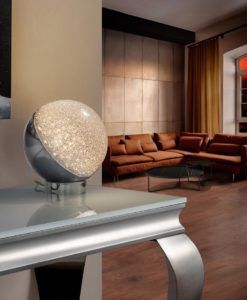 Lámpara mesa LED cromo SPHERE detalles 3