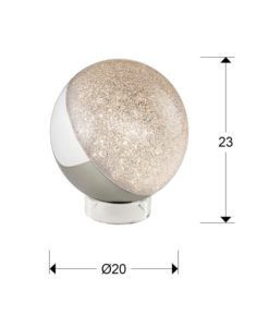 Lámpara mesa LED cromo SPHERE medidas