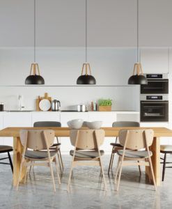 Lámpara negra y madera CASCO ambiente