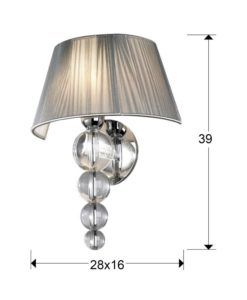 Lámpara pared 1 luz regulable MERCURY plata medidas