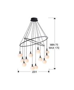 Lámpara techo 12 luces GLOBAL dimable medidas
