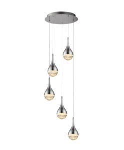 Lámpara techo 5 luces LED cromo ELIE
