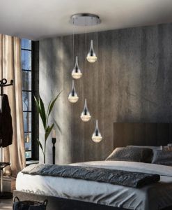 Lámpara techo 5 luces LED cromo ELIE ambiente