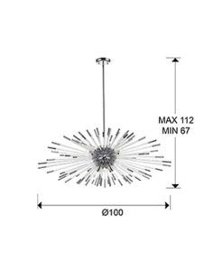 Lámpara techo 9 luces cromo EVASIÓN dimable medidas