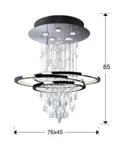 Lámpara techo BRUMA 5 luces + LED medidas