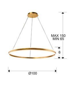 Lámpara techo LED oro HELIA Ø100 medidas