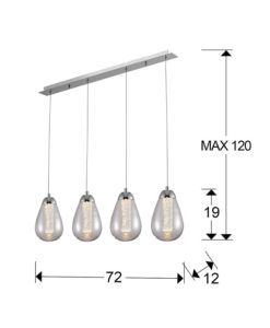 Lámpara techo lineal 4 luces LED TACCIA medidas