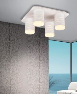 Plafón 4 luces LED blanco VIKA ambiente