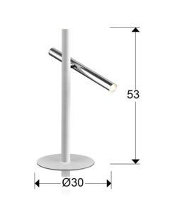 Sobremesa 2 luces LED blanco y cromo VARAS medidas