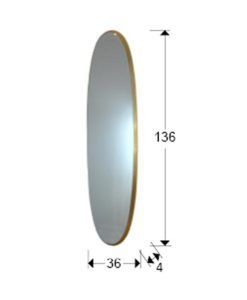Espejo 136 cm x 36 cm oro ARIES oval medidas