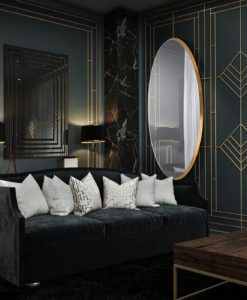 Espejo ARIES oro 80 cm x 170 cm ovalado ambiente