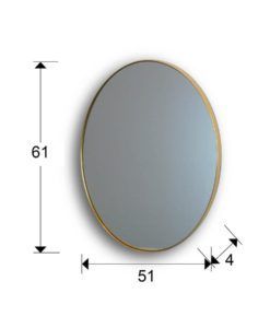Espejo ORIO ovalado 51 cm x 61 cm oro medidas