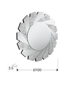 Espejo plata FLAVIA Ø100 cm medidas