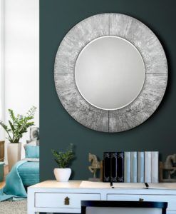 Espejo redondo AURORA plata Ø100 cm ambiente