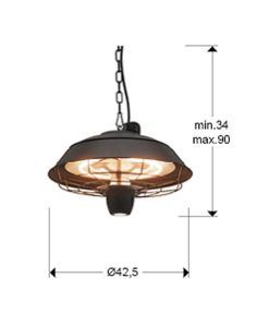 Estufa suspensión HEAT VINTAGE negra Ø42 1500W medidas