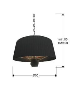 Estufa suspensión negra HEAT I Ø50 1500W medidas