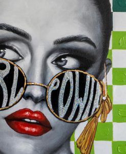 Pintura acrílica GIRL POWER 100 cm x 100 cm detalles