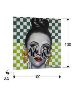 Pintura acrílica GIRL POWER 100 cm x 100 cm medidas