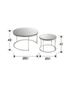 Conjunto mesas auxiliares DUALIS Ø80 cm medidas