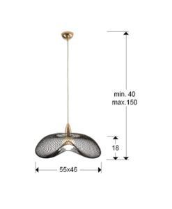 Lámpara colgante 1 luz FORMA oro y negro medidas