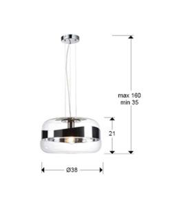 Lámpara colgante 1 luz PANGEA cromo medidas