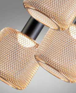 Lámpara 3 luces dimable SINCRO negro y oro detalles