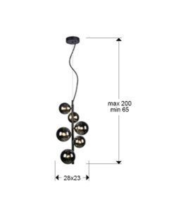 Lámpara techo 6 luces ASTROS negro medidas