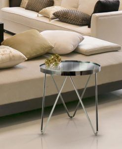 Mesa auxiliar TERNA acero Ø40 cm ambiente