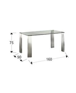 Mesa comedor acero MALIBU 160 cm x 90 cm medidas