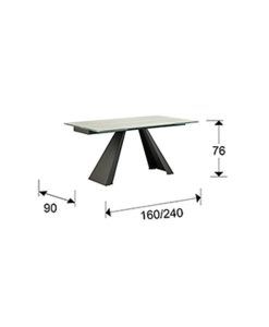 Mesa comedor ALAI extensible 160/240 cm blanca medidas