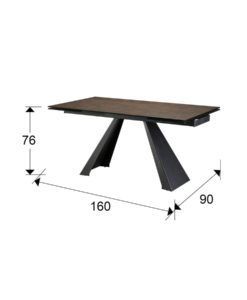 Mesa comedor extensible 160/240 ALAI marrón medidas