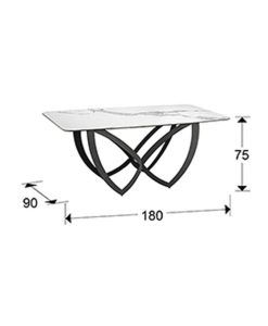 Mesa comedor FORMAS blanco y negra 180 cm ancho medidas