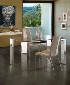 Mesa comedor MALIBU acero 140 cm x 80 cm ambiente
