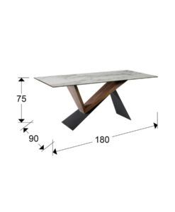 Mesa comedor NOA 180 cm x 90 cm medidas