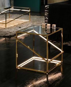 Mesita oro MOONLIGHT con luz LED ambiente