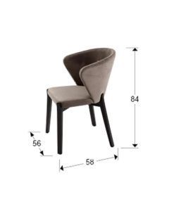 Silla AZURA negro y piedra medidas