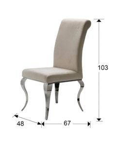 Silla BARROQUE acero y beige medidas