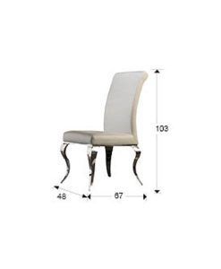 Silla BARROQUE acero y blanco medidas
